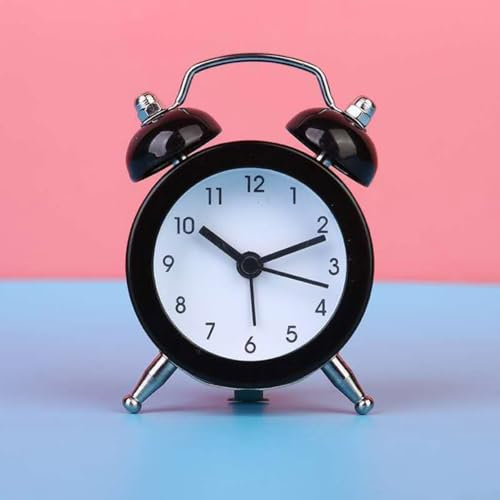 Sveglia silenziosa al quarzo con design classico a doppia campana, decorazione per camera da letto, colore nero