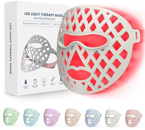 KIMTAR Maschera LED Visocon 7 Modalità, 352 Sfere, 855nm NIR, Luce Rossa Ricaricabile (3000mAh) per Anti-Invecchiamento