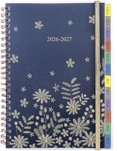 Agenda Settimanale Verticale 2026 2027 A5, Layout Orario 7-20 (Ago 2026-Lug 2027), Divisori Mensili, Note, Contatti, Tasca Interna, Spirale Pianificatore Diario Scuola/Lavoro/Famiglia (Multilingue)