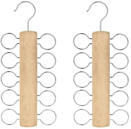 Porte Écharpe, Porte Foulard, 2 Pièces Cintre D'Écharpe, Porte Cravate, Support Écharpe, Cravates Bois Cintre, Support Organisateur de Placard Multifonction pour Foulards,Cravates,Ceintures,Châle