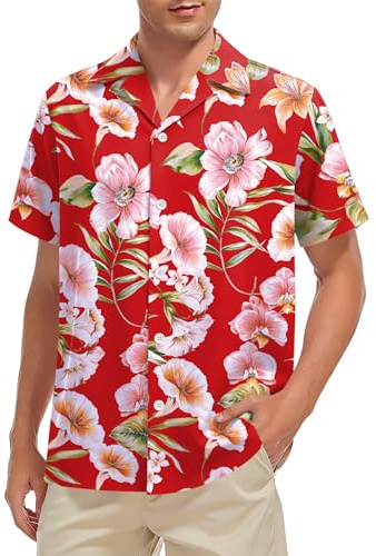 VVNTY Chemise hawaïenne pour homme - Chemise hawaïenne à manches courtes - Boutonnée