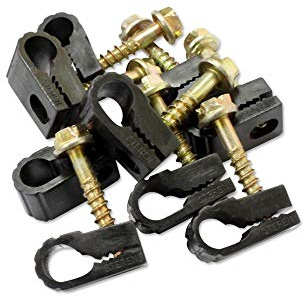 STEREN Coaxial Cable Clips - Cable Holder - Wire Clips - Siding Clips For Hanging - Cord Holder For Desk - Cable Clamps - Cord Clip - Wire Organizer Clips - Tv Mount Screws - Black - 100 Pack