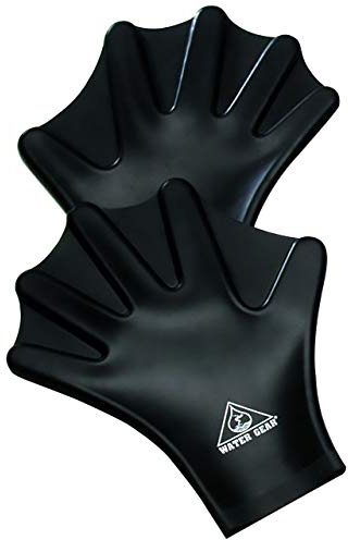 Water Gear Silicone Force Gloves - Aqua Fitness Gloves - Great for Workouts and Diving - Designed with Enhanced Grip (Black, Large)