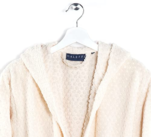 Caleffi Unisex – Vuxen Badrock med huva, Regular, Bomull, Elfenben, XL