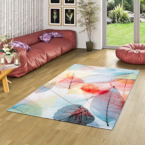 Pergamon Designer Teppich Faro Tropical Bunte Blätter in 5 Größen