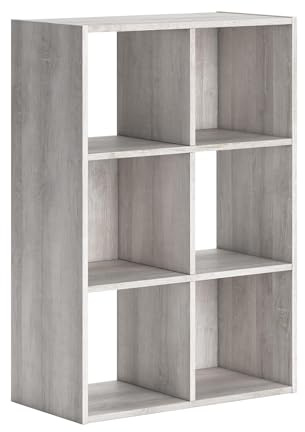Signature Design by Ashley Paxberry Coastal 6 Cube Storage Organizer or Bookcase, Whitewash