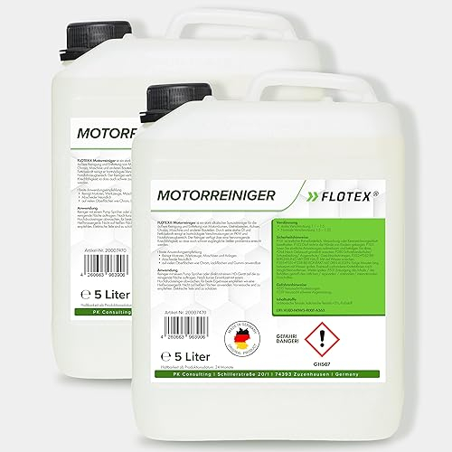 Flotex® 2x5L Motorreiniger - Konzentrat – Reiniger-Konzentrat für den Motor - Motorraum Reiniger & Entfetter - Motorsystemreiniger & Pflege von Auto, Motorrad & anderen Kfz