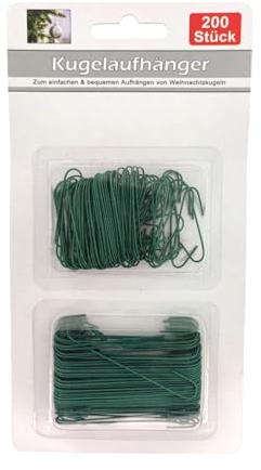 MC Trend Lot de 200 crochets de suspension pour boules de Noël, verts, conviennent à la décoration de sapin de Noël