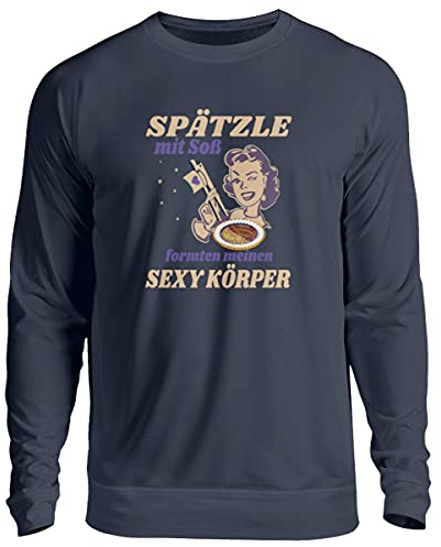 Spätzle avec sauce – Proverbes souabes – Cadeaux de souabe – Pull unisexe, Oxford bleu marine, XXL
