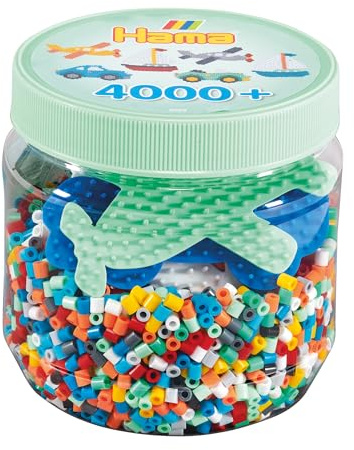 Hama - Pot Vert 4000 perles + 3 plaques - Perles à repasser taille Midi - Loisirs créatifs 2053