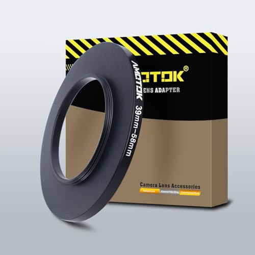 39mm a 58mm Adaptador para Lente de cámara,Anillo Adaptador Paso hacia Arriba de Filtro de 39mm a 58mm, Compatible con Todos los Accesorios de Filtro de 58mm