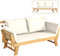 COSTWAY Divano Letto 2 Posti da Esterno in Legno di Acacia con Braccioli Regolabili, Sdraio da Giardino con Cuscini, Chaise longue Pieghevole per Giardino, Piscina, Cortile (Bianco)