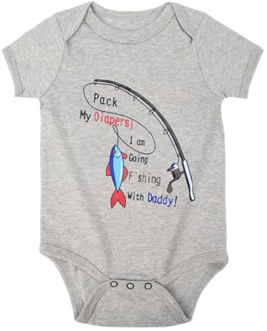 Cnins Unisex Baby Fisherman Outfits Pack My Diapers Im Going Fishing with Daddy Infant Fishing Vest (CF-GRY,6-12M)