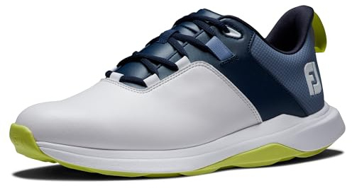 Footjoy Zapatos de Golf Prolitepara Hombre, Blanco, Azul Marino, Lima, 45 EU