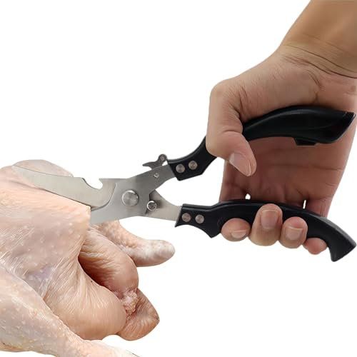 Lnhgh Ciseaux à volaille Robustes, Ciseaux à volaille | Ciseaux Utilitaires Polyvalents Ultra tranchants avec ouvre-Bouteille | Ciseaux à os pour Viande, Poulet, os, volaille, Ciseaux Alimentaires