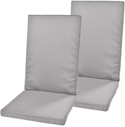 Rattanland® Gartenstuhlauflagen Hochlehner - Stuhlkissen Set - Wasserdichter Stoff - Sitzauflagen Hochlehner, Auflagen für Gartenmöbel, Hochlehner Auflagen, Sitzkissen für Gartenstühle (2, Grau)