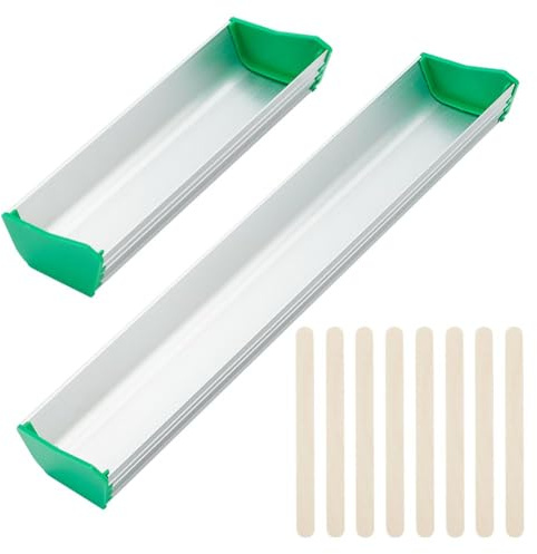 FINGERINSPIRE 2 Taille Scoop Coater 16.5/30.5cm en Aluminium pour Sérigraphie Avec 50 Bâtons de Gâteau en Bois Cuillère à Émulsion à Double Bord Outil de Revêtement en Platine Durable pour Sérigraphie