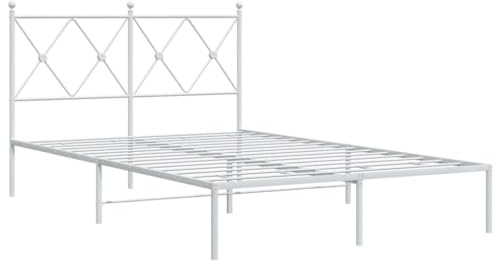 vidaXL Estructura Cama sin colchón con cabecero Metal Blanco 120x190cm