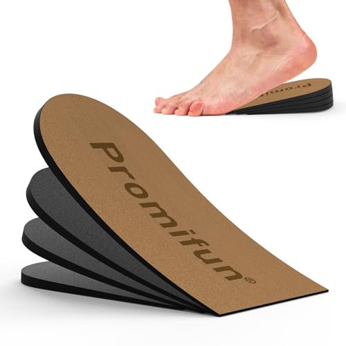 Promifun Elevador ortopédico de talón para dolor de talón, inserto de elevación de talón ajustable de 4 capas para tendinitis de Aquiles, fascitis plantar, espolón de talón, inserciones de cuña para
