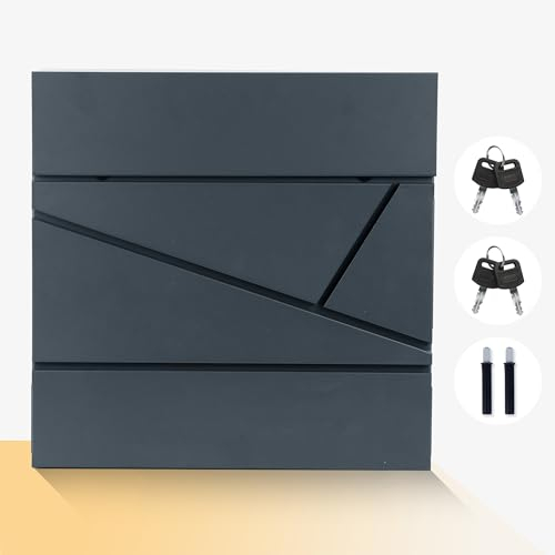 HOMEDEMO Briefkasten Anthrazit, Wandbriefkasten mit Zeitungsfach und Dämpfer RAL 7016, 2 Schlüssel abschließbar, Wasserdichter Moderner Postkasten