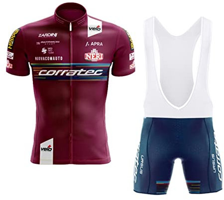 RDCYCLIST 2024 Pro Team CORRATEC Radtrikot Set für Herren, atmungsaktives MTB Radtrikot Trägerhose Kits GEL Paddad (L)