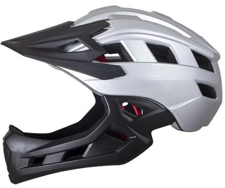 rockible Kids Bike Helmet Cycling Helmet Full Face Helmet with Detachable Lining Portable for Boys Girls for BMX Roller Skating, Argent Black