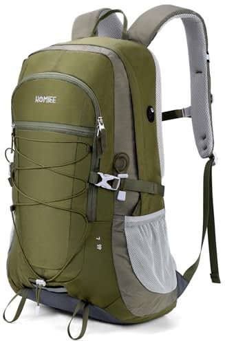 HOMIEE Wanderrucksack 45L, Herren Damen Wasserdichter Rucksack Trekkingrucksack Reiserucksack, Outdoorrucksack mit Reflexstreifen Für Wandern, Radfahren, Klettern, Bergsteigen und Reisen Sport