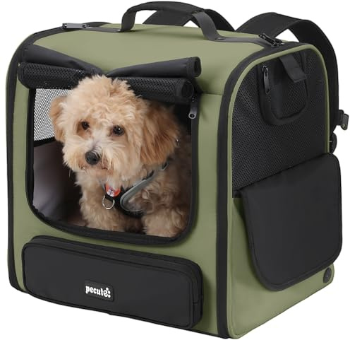 Pecute Mochilas para Gatos ensanchadas < 6 kg, Bolsas de Transporte para Perros, Asiento de Coche para Perros, estables seguras, Transpirables para Senderismo al Aire Libre, Viajes en Coche
