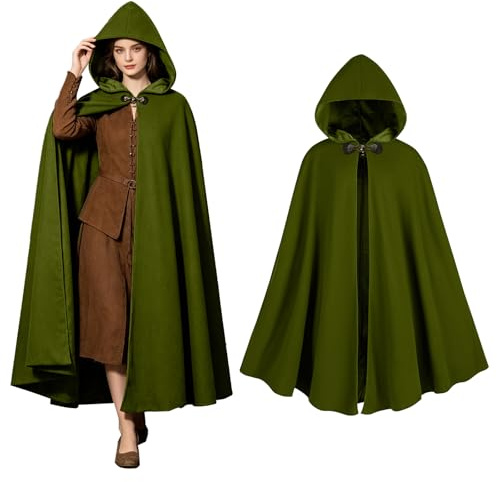rumnigh Adult Medieval Velvet Cloak with Hood | Adult Medieval Velvet Cape Costume with Hood for Halloween Carnival Cosplay