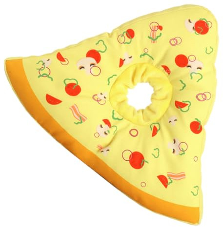 DINHEAROM Collarper Gatti e Cani con Forma di Pizza Collare di Morbido per Post-Intervento e Confortevole Protezione Contro Le Leccate e Morsi