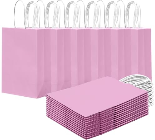 Gcardist 24PCS piccola busta regalo con manici in massa 8.3x6x3 Pollici buste regalo rosa e viola buste per molteplici usi (21x15x8cm, piccola taglia)