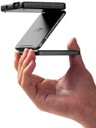 Aurzen ZIP Tri-Fold DLP Ultra-Portable Mini Projector with Bluetooth 5.4, Screen Mirroring, 5000mAh Battery, Type-C Fast Charging, Zero-Lag Focus&Keystone, Pocket Pico Projector, Built-in Stand, Grey