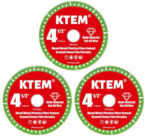 KTEM Multi-Material Indestructible Cutting Discs for Angle Grinder, 4.5 Inch, 7/8 Inch Arbor, 3 Pack