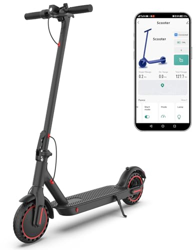 Electric Scooter, 8.5 Tires, 350W Motor, Up to 25km/h and 25-35km Long-Range, Folding E-Scooter for Adults with Drum Braking System, App Control