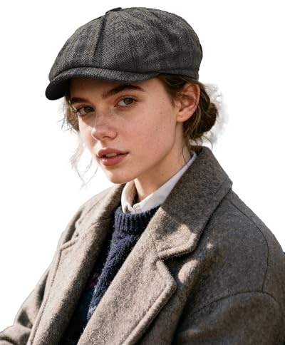 Clakllie 8 paneler Newsboy mössa av ullblandning män kvinnor ballongmössa Peaky Blinders-mössa baskermössa Gatsby Barrett Cap skjutmössa, CDGE-NB25Q12-grå grön, one size