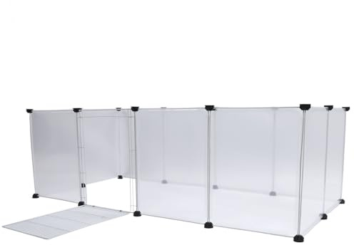 Zerodis Porte per Cani Assemblaggio Mobili Recinto per Cani in Plastica Traslucida Recinto per con Porta Box per Cuccioli Area Giochi per Animali Domestici di Piccola Taglia per Uso Interno Ed