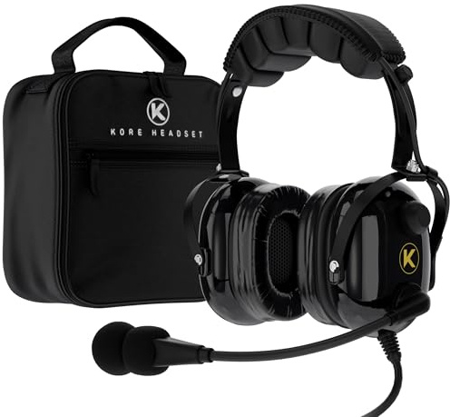 KA-1 General Aviation Headset for Pilots - Mono and Stereo Compatibility, Passive Noise Reduction, Noise Canceling Microphone, Gel Ear Seals, Adjustable Headband & Headset Bag
