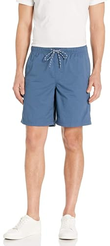 Amazon Essentials Men's Relaxed Fit 8 (20cm) Cotton Elasticated Waist Pull On Drawstring Walk Shorts, Deep Blue, XL