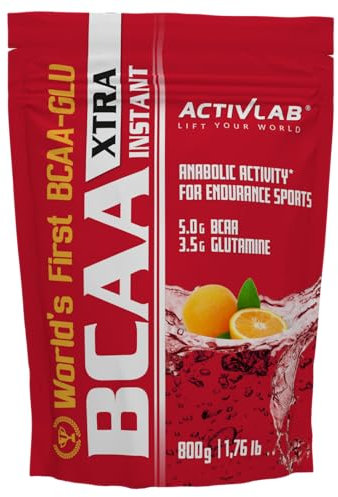 Activlab BCAA Xtra INSTANT 800g, Aminosäuren 2:1:1, 5000mg, 3,5g Glutamin, vor und nach dem Training, Muskelregeneration, 50 Portionen, Orange