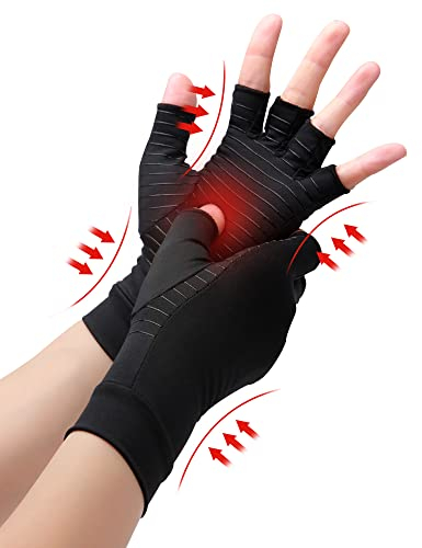 Kupfer Kompressionshandschuhe, Arthritis Handschuhe, beste Kupfer Infundierte Handschuhe für Damen und Herren, Schmerzlinderung und Heilung für Arthritis, Karpaltunnelsyndrom, 1 Paar (M, Schwarz)