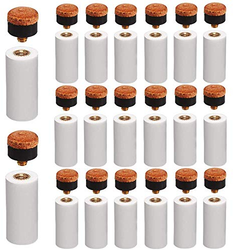 Amacoam Billard Queue Spitzen 20 Stück 12 mm Harte Billard Queue Spitzen Messing Schraub-ersatz Tipps mit Pool Queue Zwinge für Billardstöcke Snooker Pool Queues, Braun Spitzen Set Billard Zubehör