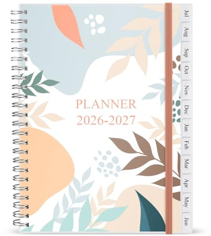 2026-2027 Planner - Weekly & Monthly Planner Runs July 2026 to Jun 2027, 6.25 x 8.25, 12 Monthly Tabs, 14 Notes Pages, Inner Pocket, Flexible Cover with Twin-Wire Binding, Planners 26-27