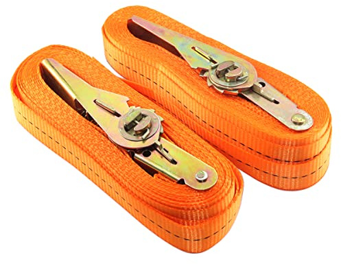 2pcs Ratchet Tie Down Strap Retractable Heavy Duty Ratcheting Cargo Lashing Straps 7M Long 25MM Width 800kg Loading Adjustable Tension Belts for Carrying Bag Luggage Bulky Objects for Car Motorcycle