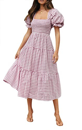 ZESICA - Vestido midi de verano para mujer, estilo boho, estampado de