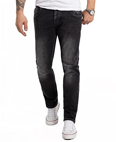 Rock Creek Herren Jeans Regular Fit Stretch Jeans Männerhose Herrenjeans Denim Hosen Herrenhose Straight Cut Stonewashed RC-2273 Dunkelgrau W44 L38