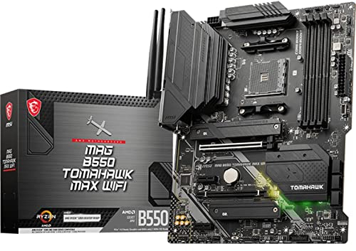 MSI MAG B550 Tomahawk MAX WiFi Gaming Motherboard (AMD AM4, DDR4, PCIe 4.0, SATA 6Gb/s, M.2, USB 3.2 Gen 2, HDMI/DP, ATX, Wi-Fi 6E, AMD Ryzen 5000 Series Processors)
