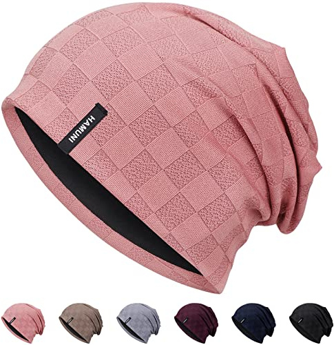 HAMUNI Slouch Beanie Mütze für Herren Damen, Dünne und Leichte Jacquard Jersey Beanies Chemo Kopfbedeckung Mützen Laufmütze Mütze Slouchy Baggy Beanie Unisex Flexible Klassische Winter Sommer Hüte