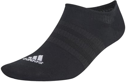 adidas Unisex - Adulto Thin and Light No-Show Socks 3 Pairs, Black / White, 4.5-6