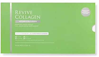 Revive Collagen 2500mg Plant Based Vegan Collagen with Added Vitamin B, C, D & E, Improved Skin, Hair & Nails | Raspberry Flavour | 14 Days