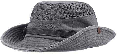 Regenhut Herren Wasserdicht Sommer Hut Männer Herren Outdoor-Baumwolle Mesh Mats Kabine Fisherman Climbing Visor Stickerei Eimer Baseballmütze Arbeitshut Sommer Accessoires Damen (Grey, One Size)
